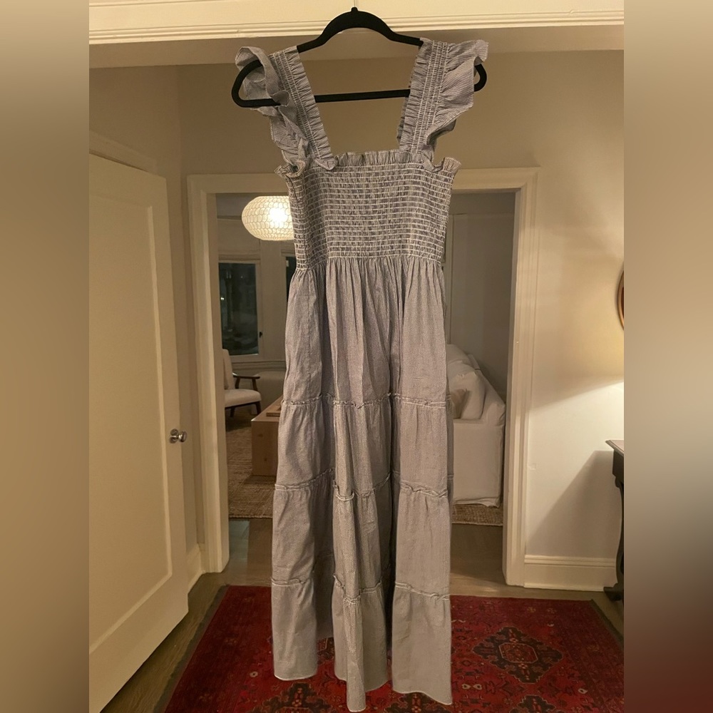 Hill house home smocked flutter dress small gingham size xs